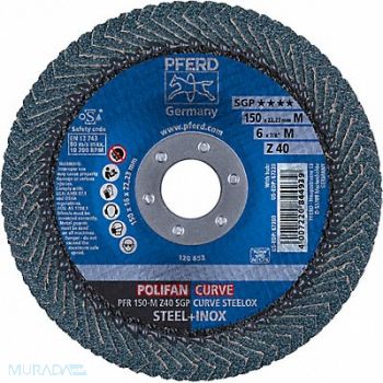 PFERD Fiber Disc 6 in Dia 7/8in Arbor 40 Grit, 38NG71