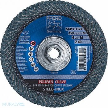 PFERD Fiber Disc 6 in Dia 5/8in Arbor 40 Grit, 38NG72