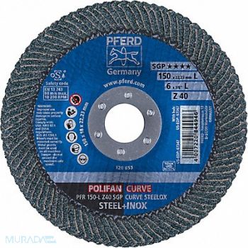 PFERD Fiber Disc 6 in Dia 7/8in Arbor 40 Grit, 38NG73