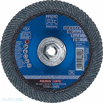 PFERD Fiber Disc 7 in Dia 5/8in Arbor 40 Grit, 38NG76