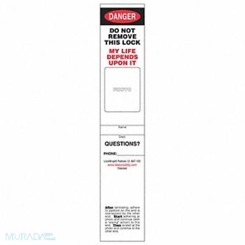 IDESCO Padlock Label English 6in.H. PK50, 38NG82