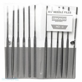 SIMONDS Needle File Set 6-1/4in.L 2 Cut Type, 38RK93