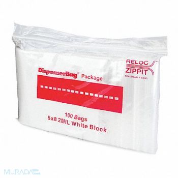 RELOC ZIPPIT Reclosable Poly Bag Zip Seal PK1000, 38UU95