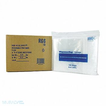 RELOC ZIPPIT Reclosable Poly Bag Zip Seal PK1000, 38UV26