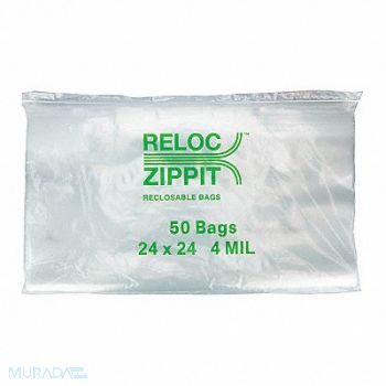 RELOC ZIPPIT Reclosable Poly Bag Zip Seal PK200, 38UV46