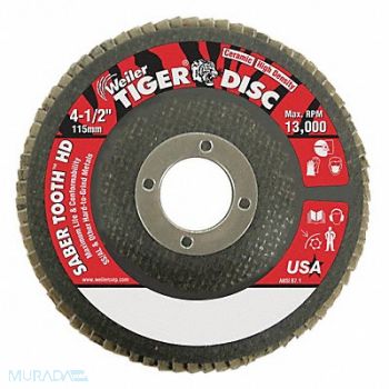 WEILER J1573 Fiber Disc 4 1/2 in Dia 7/8in Arbor, 38UZ42