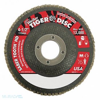 WEILER J1573 Fiber Disc 4 1/2 in Dia 7/8in Arbor, 38UZ44