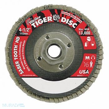 WEILER J1568 Fiber Disc 4 1/2 in Dia 5/8in Arbor, 38UZ46