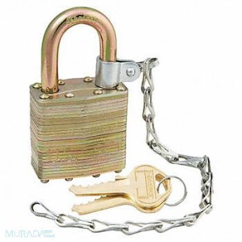 MASTER LOCK Keyed Padlock 3/4 in Rectangle Gold PK6, 38W802