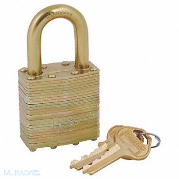 MASTER LOCK Keyed Padlock 3/4 in Rectangle Gold, 38W803