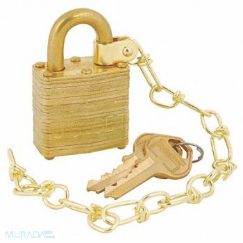 MASTER LOCK Keyed Padlock 5/8 in Rectangle Gold PK5, 38W805