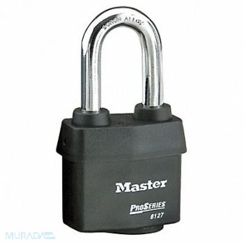 MASTER LOCK Keyed Padlock 7/8 in Rectangle Black, 38W811