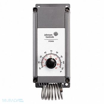 JOHNSON CONTROLS Mech Tstat Heat or Cool Plastic 110/30F, 38Y075