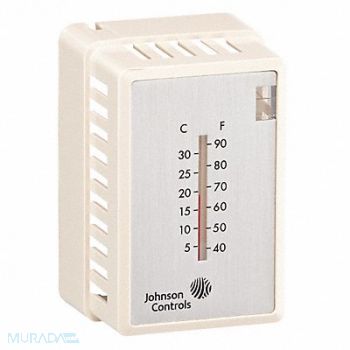 JOHNSON CONTROLS Tstat Cover Plastic Vert W/Thermometer, 38Y140