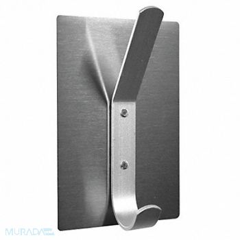 MAGNA VISUAL Magnetic Coat Hook 4 in W Satin Steel, 38Y319
