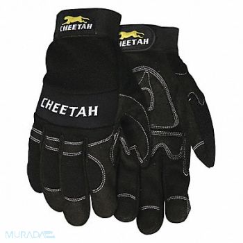 MCR SAFETY Gloves Mechanic Hook/Loop Wrist Blk PR, 392D28