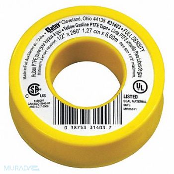OATEY Thread Sealant Tape 1/2 W Yellow, 39AT48