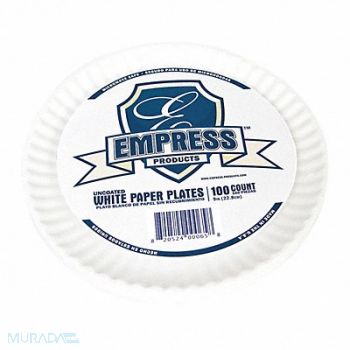 GRAINGER APPROVED Disposable Paper Plate 9 in WH PK1000, 39CR69