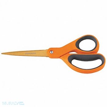 FISKARS Scissors 8 In L Orange/Gray Ambidextrous, 39DT59