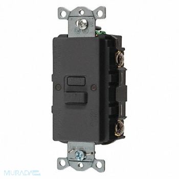 HUBBELL GFCI Receptacle 20A 125VAC 5-20R Black, 39EA27