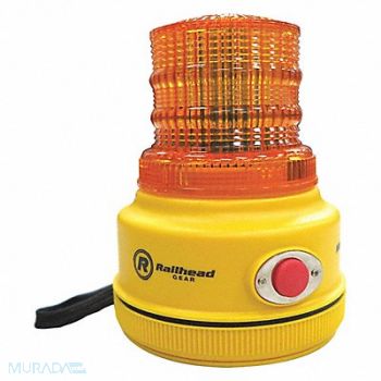 RAILHEAD GEAR Warning Light Amber LED 2 D Batteries, 39F079