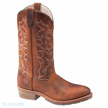 DOUBLE H BOOTS Western Boot 7-1/2 D Brown Steel PR, 39FY51