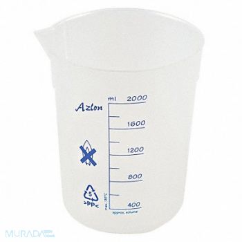 AZLON Graduated Low Form Beaker 2L PP, 39H773