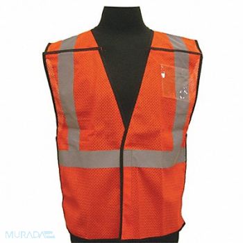 KISHIGO H1105 Hi Vis Vest Class 2 4XL/5XL Orange, 39H885