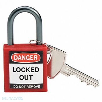BRADY H1700 Lockout Padlock KD Red 1-2/5 H, 39N179