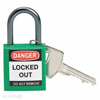 BRADY H1700 Lockout Padlock KD Green 1-2/5 H, 39N182