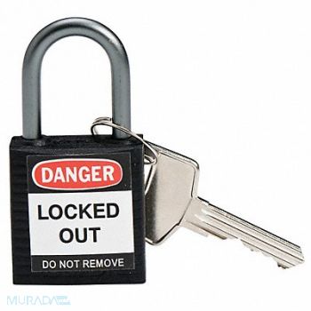 BRADY H1700 Lockout Padlock KD Black 1-2/5 H, 39N184