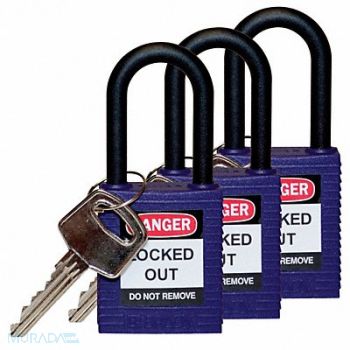 BRADY Lockout Padlock KA Purple 1-3/4 H PK3, 39N241