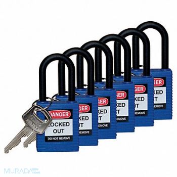 BRADY H1707 Lockout Padlock KA Blue 1-3/4 H PK6, 39N244