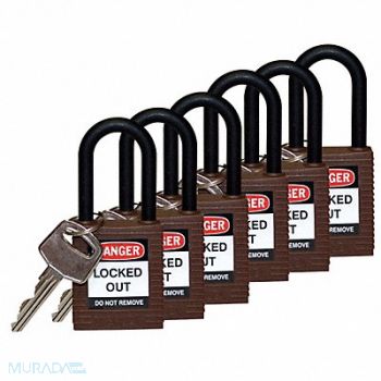 BRADY H1707 Lockout Padlock KA Brown 1-3/4 H PK6, 39N249