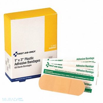 FIRST AID ONLY Bandage Beige Plastic PK60, 39N859
