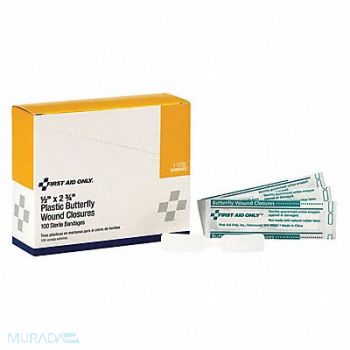 FIRST AID ONLY Butterfly Closure White Plstic PK100, 39N867