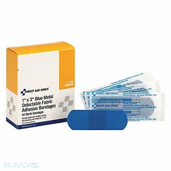 FIRST AID ONLY Metal Detectable Bandage 1x3 in PK50, 39N894