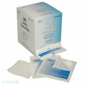 FIRST AID ONLY Gauze Pad Sterile White No Gauze PK100, 39N961