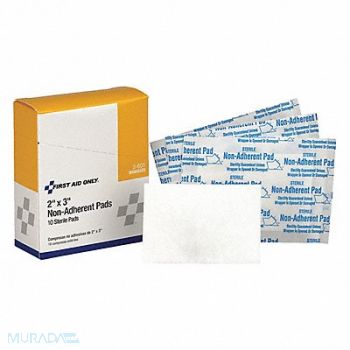 FIRST AID ONLY Gauze Pad Sterile White No Gauze PK10, 39N966