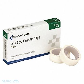 FIRST AID ONLY Tape White 1/2 in W 5 ft L PK2, 39N993