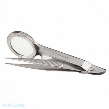 FIRST AID ONLY Forceps w/ Magnifier Silver 3-3/4 In L, 39P048