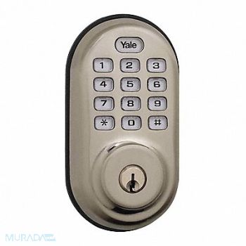 YALE REAL LIVING Electronic Keyless Deadbolt Satin Nickel, 39UM33