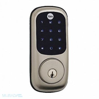 YALE REAL LIVING Electronic Keyless Deadbolt Satin Nickel, 39UM36