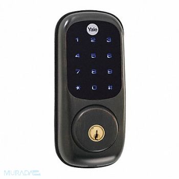 YALE REAL LIVING Electronic Keyless Deadbolt Z-wave Brnze, 39UM44