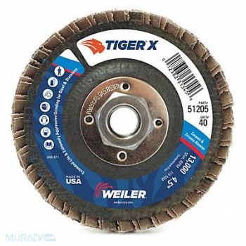 WEILER J1581 Flap Disc 7 in x 80 Grit 8600 RPM, 39UR52