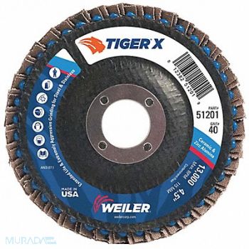 WEILER J1582 Fiber Disc 4 1/2 in Dia 7/8in Arbor, 39UR53