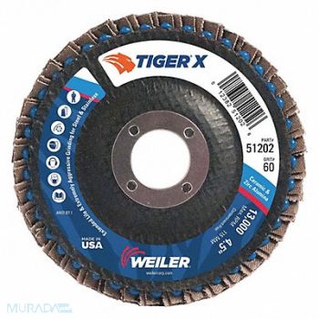 WEILER J1582 Fiber Disc 4 1/2 in Dia 7/8in Arbor, 39UR54