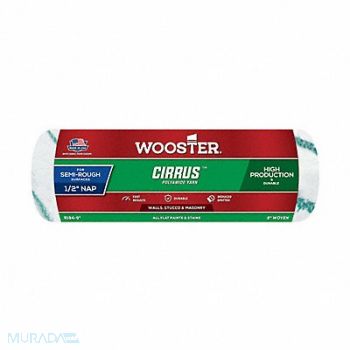 WOOSTER Paint Roller Cover 9 L 1/2 Nap Polyamide, 39UT85
