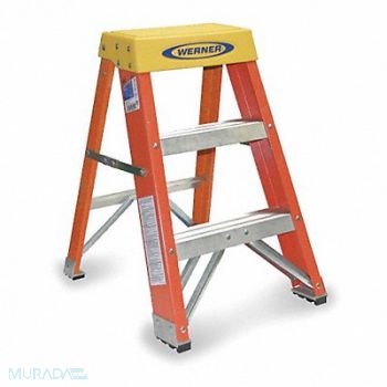 WERNER Step Stool 24 In H 300 lb Fiberglass, 3AZU6