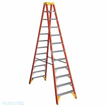 WERNER Twin Stepladder Fiberglass IA 12ft T6200, 3AZX8